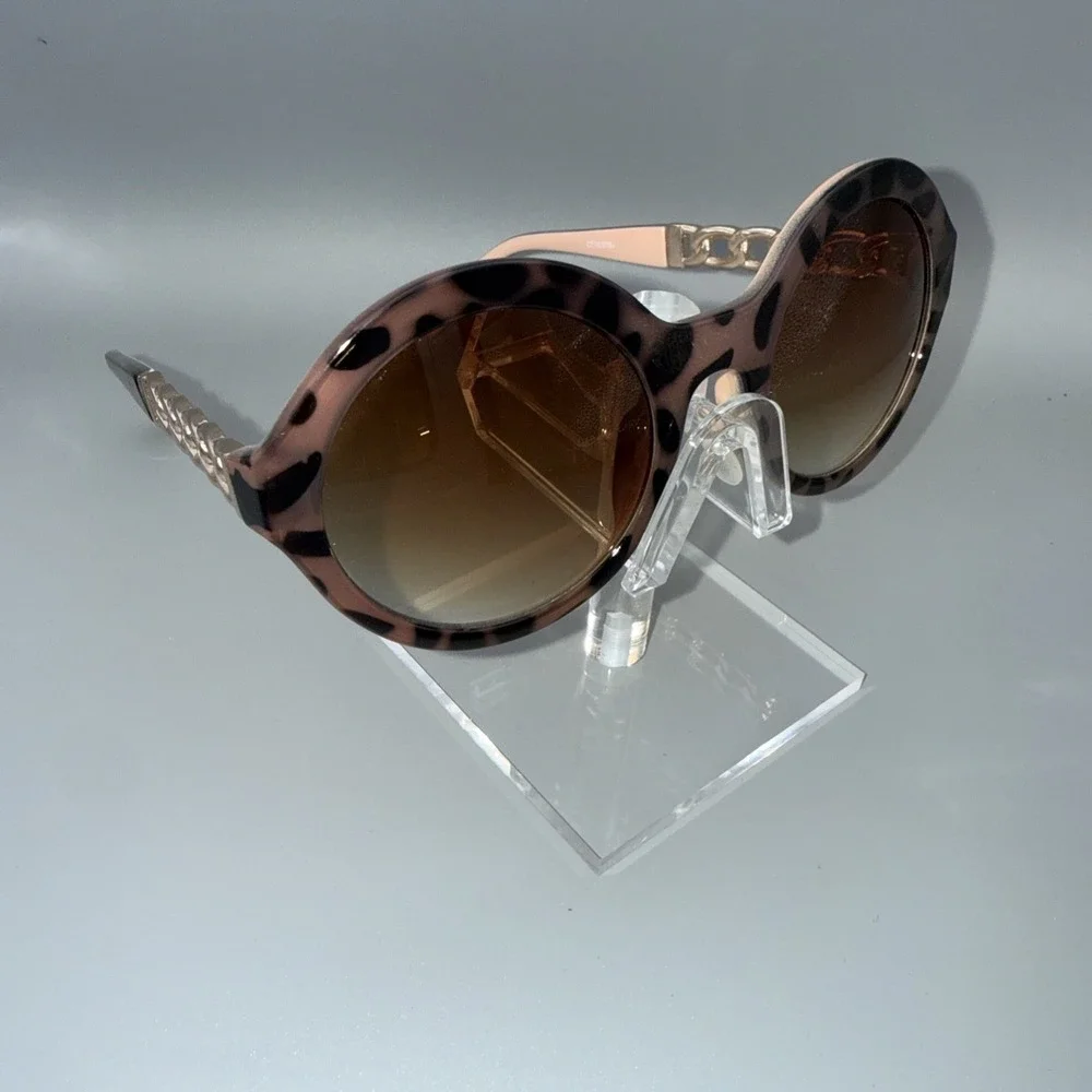 Chico Leopard Round Pink Authentic Sunglasses Gold Accents Polarized Lens SEXY